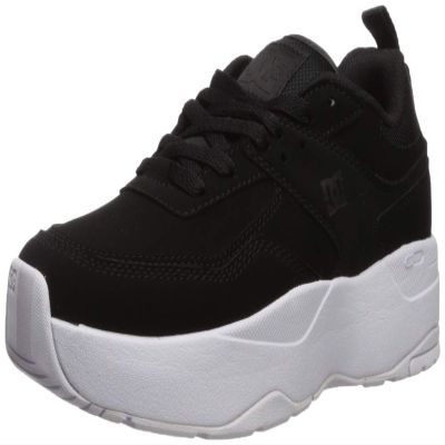 DC Women's E.TRIBEKA Platform Skate Shoe, Black, 5.5 M US