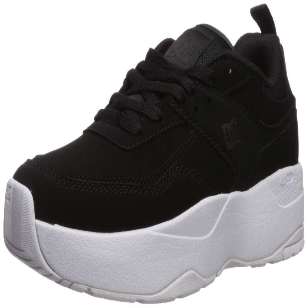 DC Women's E.TRIBEKA Platform Skate Shoe, Black, 5.5 M US