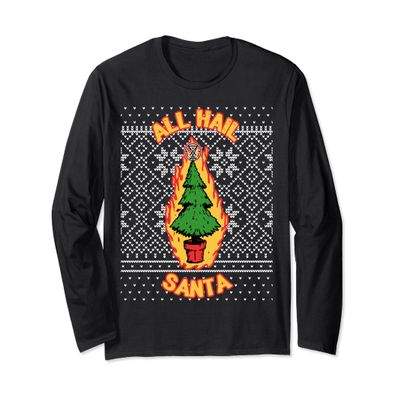 All Hail Santa Gift Ugly Christmas Sweater X-mas Satanic Long Sleeve T-Shirt