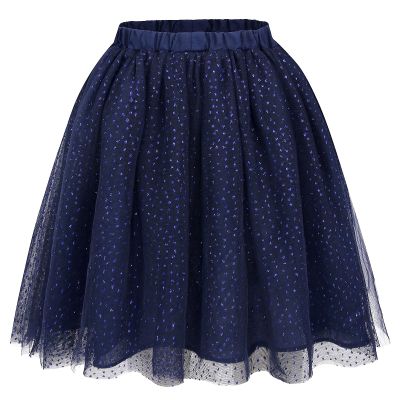 Bonny Billy Girls Classic Layers Tulle Tutu Sparkling Skirt Size 12 Navy Blue