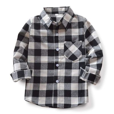 Sobrisah Toddler Plaid Shirt Boys Flannel Long Sleeve Button Down Shirt Lumberjack Shirt Black & White Checkered Shirt 6T