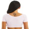 ACSUSS Womens Sexy Mesh Transparent Open Bust Short Sleeve Belly Dance Crop Top White One Size view 4