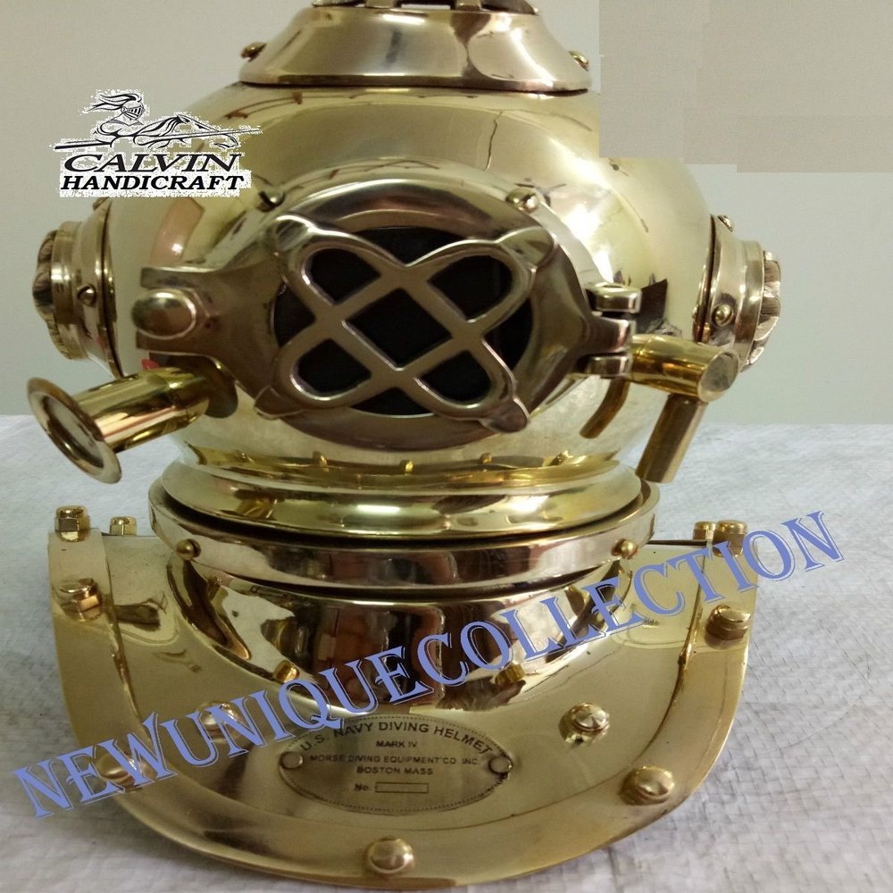 Marine Gift Shop Antique Navy Mark V Solid Brass & Steel Vintage Divers Diving Helmet Vintage