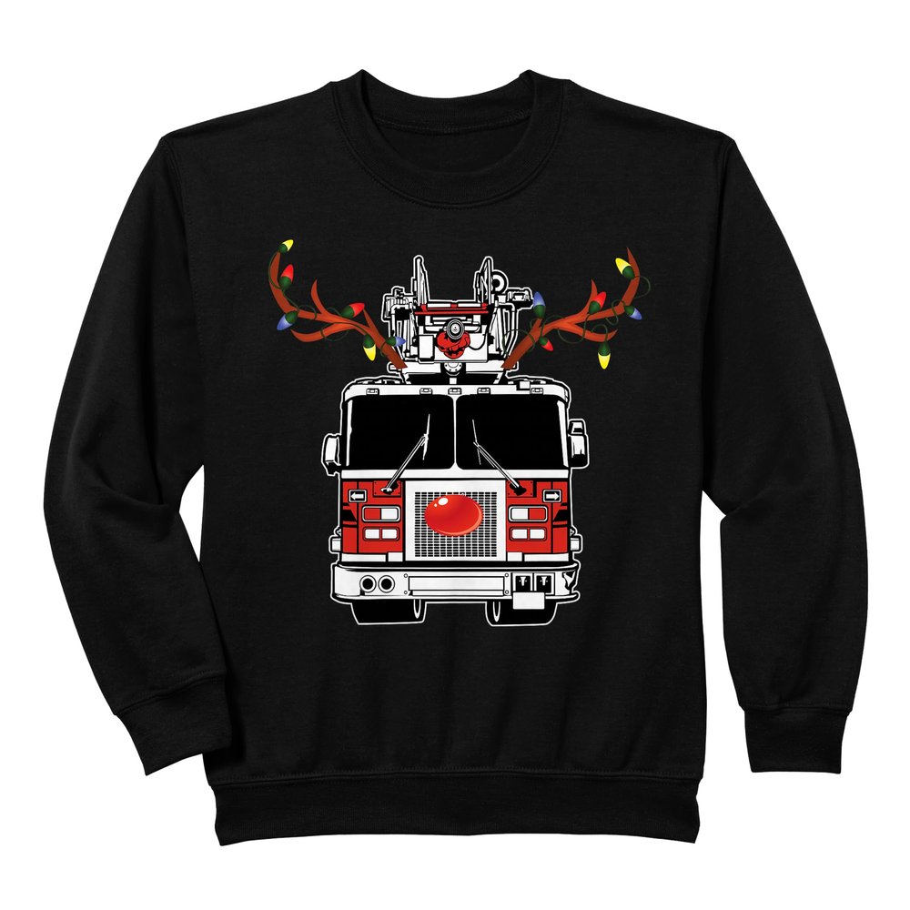 Firefighter Reindeer Sweatshirt Funny Christmas Ride Shirt Sweatshirt