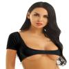 ACSUSS Womens Sexy Mesh Transparent Open Bust Short Sleeve Belly Dance Crop Top Black One Size view 3