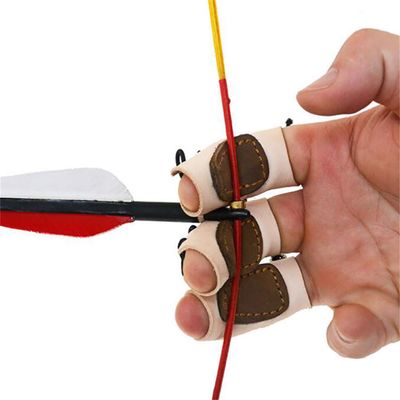 3PCS Archery Gloves Bow Finger Tab Leather Tradition Recurve Bow American Hunting Bow Hand Guard Protect Hand Finger (Brown)