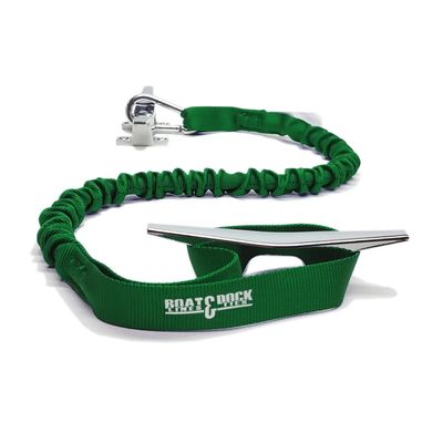 Boat Lines & Dock Ties Bungee Boating Dock Ties, One Loop and Hook, Pack of Two, Made in USA (Green, 30" Hook and Loop)