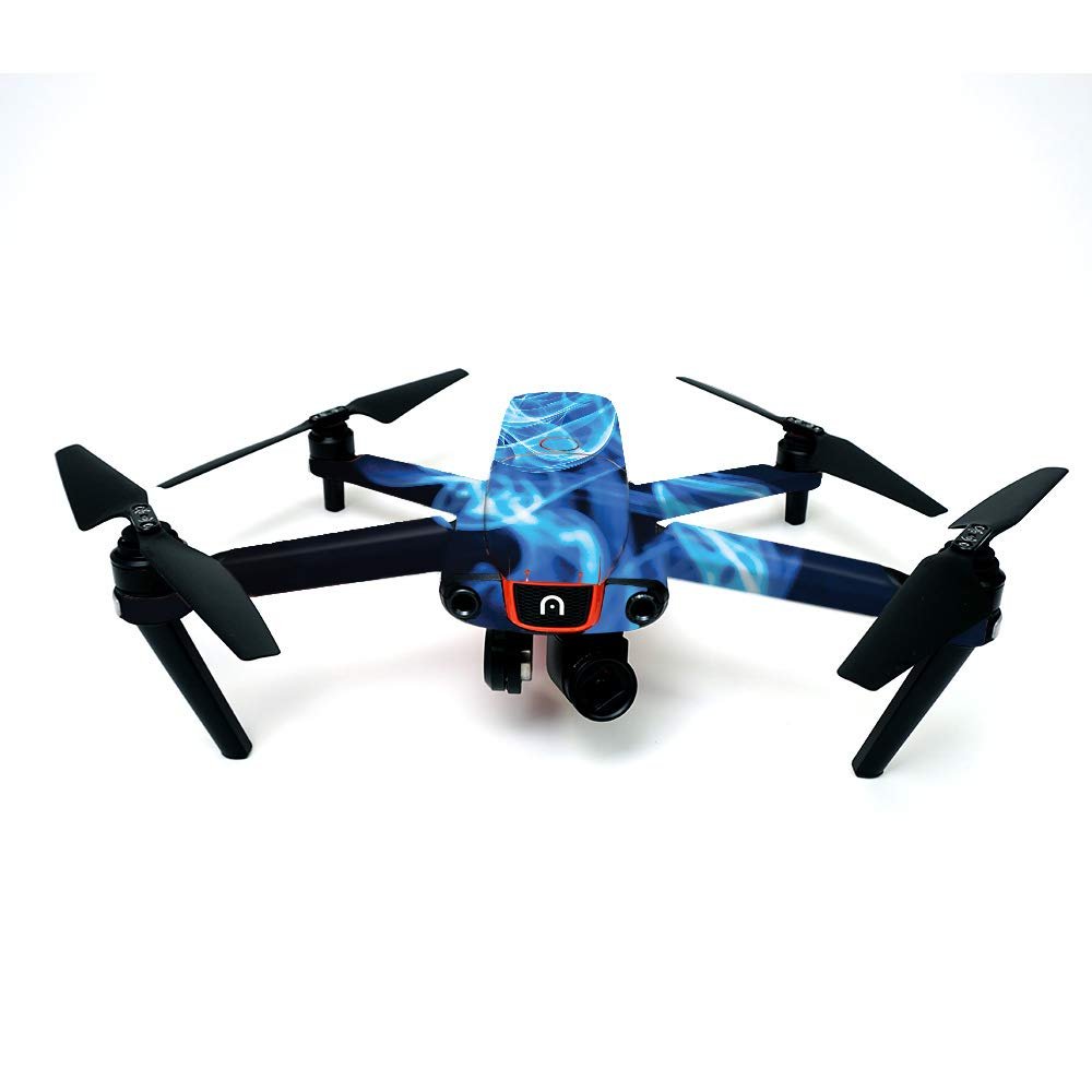 MightySkins Skin Compatible with Autel Robotics Evo - Blue Flames | Protective, Durable, and Unique Vinyl Decal wrap Cover | Easy to Apply, Remove, and Change Styles | Made in The USA