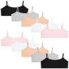 Rene Rofe Girls Training Bras - 10 Pack Soft Stretch Cotton Bra, Cami Style Girls Underwear with Adjustable Straps (7-14), Size 14, Asst #1 view 1