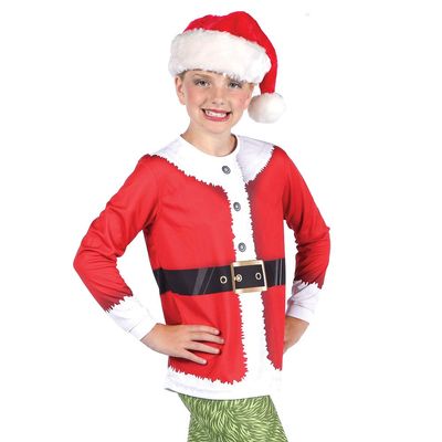 Alexandra Collection Santa Long Sleeve Christmas Long Sleeve Top Women's Girl's Red/White