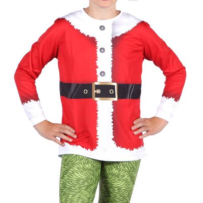 Alexandra Collection Youth Santa Long Sleeve Christmas Costume Top Red/White Youth 14-16