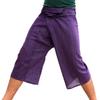 RaanPahMuang Brand Thin Striped Cotton Thai Fisherman Capri Wrap Pants, Small, Indigo Violet view 1