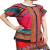 RaanPahMuang Bright Arrowhead African Dashiki Traditional Cut Front Collar Shirt, Large, Front Split - Magenta Pink view 1