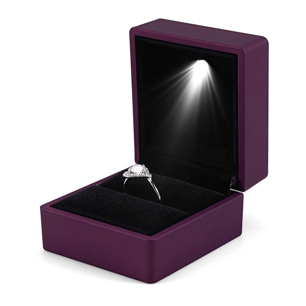 LED Light Ring Box, Fashionable Lighted Ring Storage Box Jewelry Display Case Proposal,Engagement,Wedding,Gift()