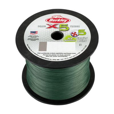 Berkley x5 Braid Superline, Low-Vis Green, 30-Pound Break Strength, 2188yd Fishing Line, Suitable for Freshwater and Saltwater Environments