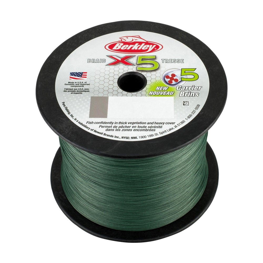 Berkley x5 Braid Superline, Low-Vis Green, 30-Pound Break Strength, 2188yd Fishing Line, Suitable for Freshwater and Saltwater Environments