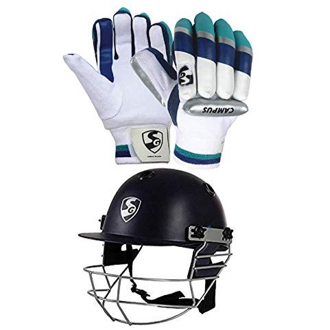 SG Optipro Cricket Helmet Medium Size with SG Campus Batting Gloves Men Size Cricket Kit