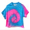 Tie-Dye Short Sleeve Unisex Cropped Tee (Paradise, XX-Large) Pink and Blue view 1