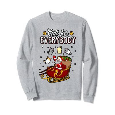 Cats For Everybody Christmas Cat Lover Sweatshirt