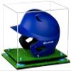 Acrylic Display Case for Baseball Batting Helmet Premium Baseball Display Case with Turf Base and Polished Edges Durable Display Cases for Collectibles .Dim: 12.25" L x 10" W x 10.5" H(A012-BLR) view 1
