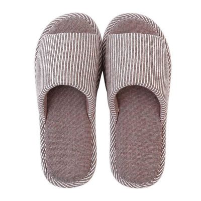Indoor Slippers Female, Spring and Autumn Home Non-Slip Wooden Floor Slippers - Men's Cotton and Linen Slippers - Breathable Wear