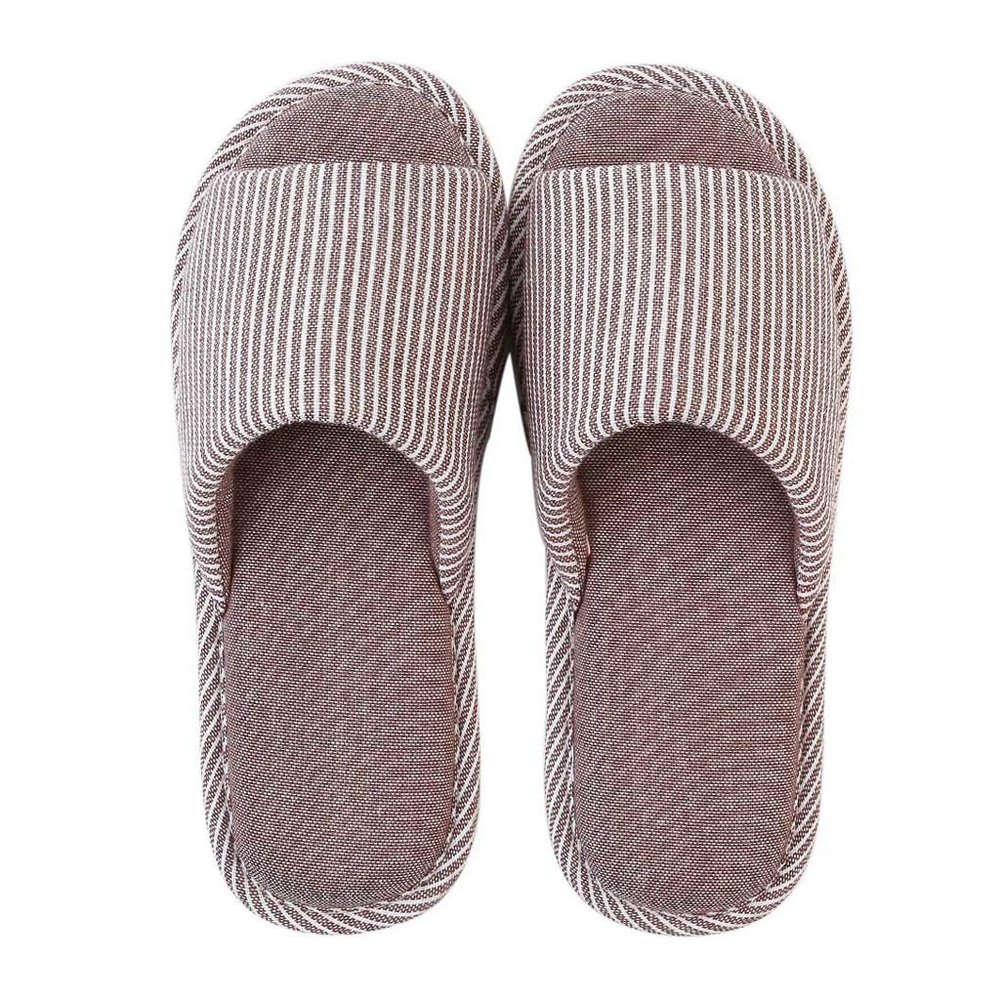 Indoor Slippers Female, Spring and Autumn Home Non-Slip Wooden Floor Slippers - Men's Cotton and Linen Slippers - Breathable Wear