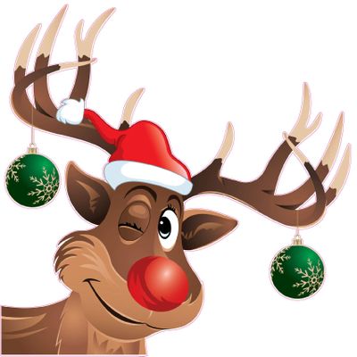 Christmas and Holiday Wall Decor Rudolph The red Nose Reindeer Winking (16" x 16")