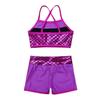 inlzdz Kids Girls Two Piece Sports Ballet Dance Outfits Spaghetti Shoulder Straps Fish Scales Printed Tops with Bottoms Set Rose Red 10 view 4