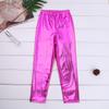 Freebily Kid Girl Ladies Disco Metallic Shiny Dance Stretch Legging Tights Foil School Footless Jazz Performance Costume Rose Red 7-8 view 3