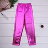Freebily Kid Girl Ladies Disco Metallic Shiny Dance Stretch Legging Tights Foil School Footless Jazz Performance Costume Rose Red 7-8 view 4