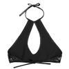 FEESHOW Women's Shiny Metallic Leather Crop Tops Halter Bikini Tank Crop Top Black One Size view 4