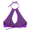 FEESHOW Women's Shiny Metallic Leather Crop Tops Halter Bikini Tank Crop Top Purple One Size view 4