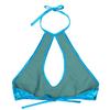 FEESHOW Women's Shiny Metallic Leather Crop Tops Halter Bikini Tank Crop Top Light Blue One Size view 4