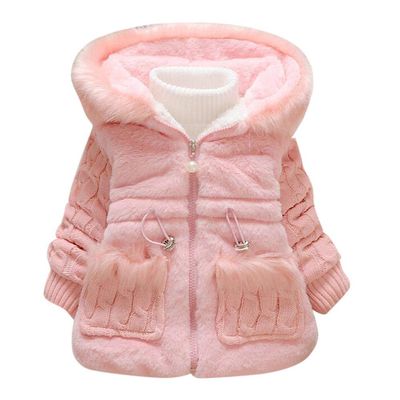 Baby Toddler Girls Clothes Fall Winter Warm Jacket Coat 1-5 Years Old Kids Solid Long Sleeve Hoodie Thick Outwear (2-3 Years Old, Pink)
