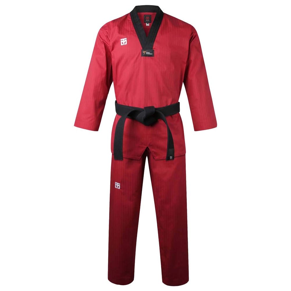 MOOTO Korea Taekwondo BS4.5 Color Uniform 3 Colors(Black,Red,Blue) TKD MMA Martial Arts Karate Hapkido Judo JIU-Jitsu (110(Height:110~119cm)(3.60~3.90ft), 2.Red)