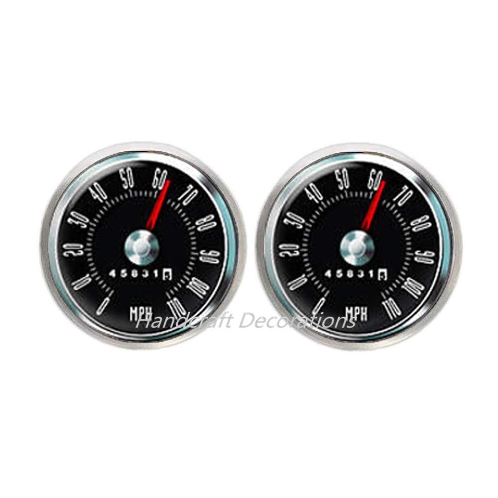 HandcraftDecorations Speedometer Earrings Stud Earrings Jewelry,Fine Art Stud Earrings Jewelry Car Photo Jewelry Glass Earrings Gift.F238 (E1)