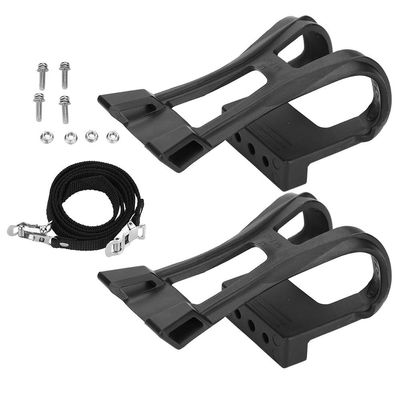 Foot Pedal Straps, Bike Plastic Black Adjustable Mountain Road Bike Pedals Straps Anti-Slip Toe Clip Belt