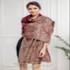 Achillea Soft Silky Reversible Paisley Pashmina Shawl Wrap Scarf w/Fringes (Big Paisley Burgundy) view 2