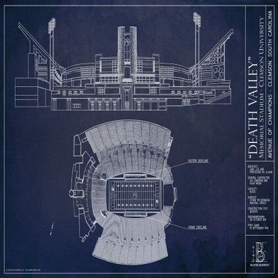 Ballpark Blueprints Death Valley - Clemson - Blueprint Style Print