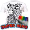 Splat Planet Color in Superhero T-Shirt with 10 Non-Toxic Washable Magic Markers - Color in and Wash Out T-Shirt (9-11 Years) White view 2