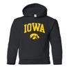 YH03 - Iowa Hawkeyes Arch Logo YOUTH HOODIE - Large - Black view 1