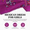 Ethnic Identity Embroidered Puebla Mexican Dress for Girls, Handmade Traditional Mexican Dress for Girls, Cotton Floral Girls Mexican Dress for Toddlers, 4T, Electric Purple view 3