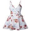 CASURESS Women Dress Summer V Neck Mini Floral Print Swing Dress Sleeveless Spaghetti Strap Skater Dresses with Belt view 4