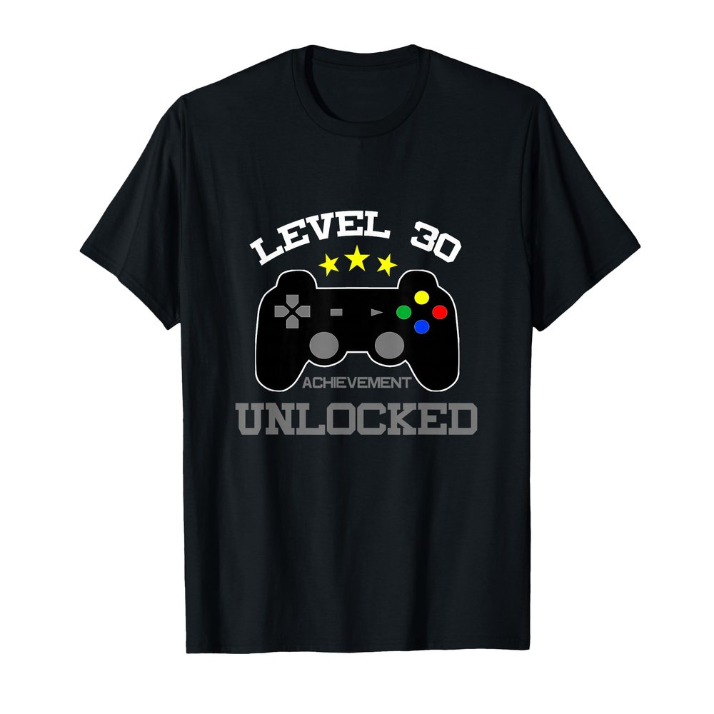 30th Birthday - Level 30 Achievement Unlocked Nerdy 30 T-Shirt
