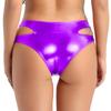 YiZYiF Women's Metallic Booty Shorts Low Rise Strappy Bikini Briefs Underpants Purple One Size view 3