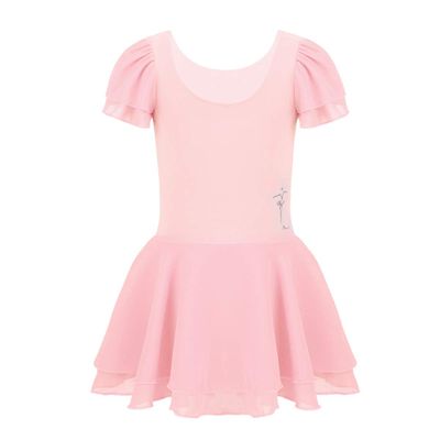 Agoky Kids Girls Tank Top Sleeveless Gymnastics GYM Ballet Dance Leotard Tutu Dress Jumpsuit Pink Flutter Sleeve 10-12
