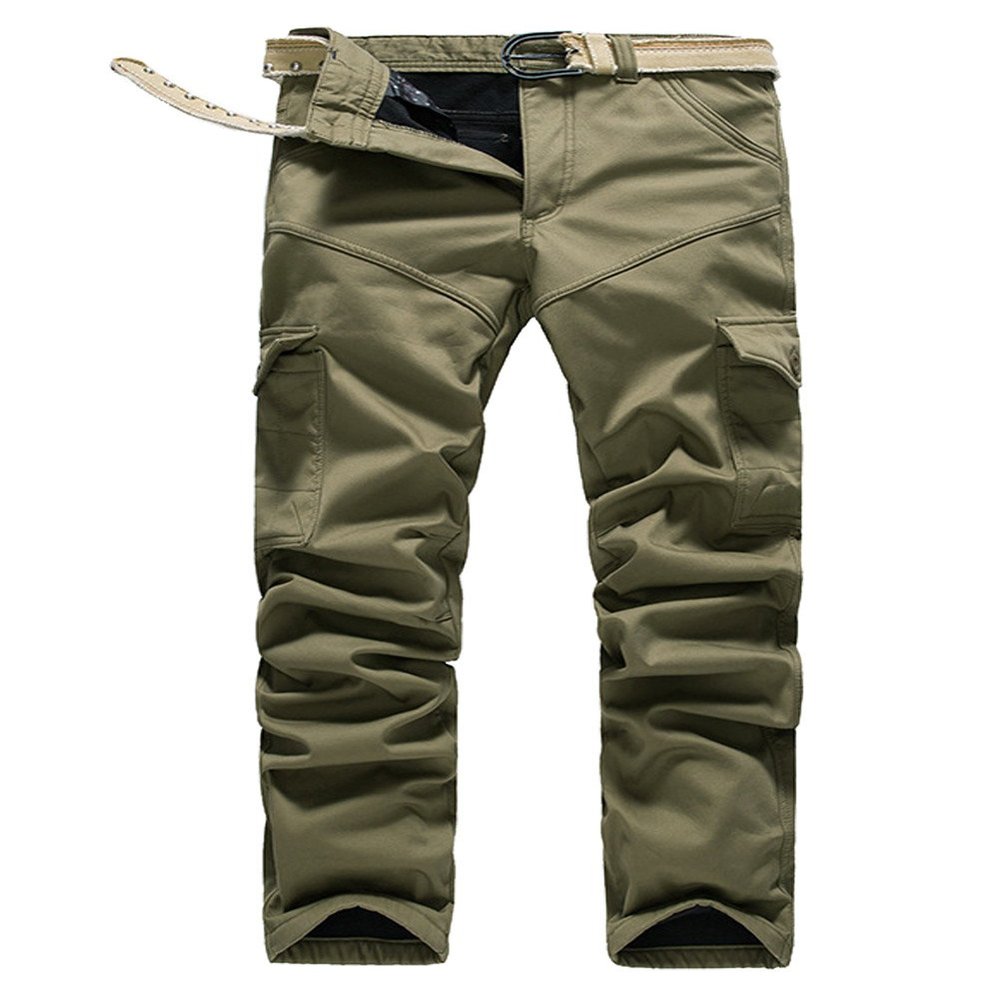 Congs Men's Winter Cotton Fleece Lined Cargo Work Causal Pants US31=Tag 33 Green