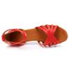 SWDZM Women's Latin Dance Shoes Satin Ballroom Salsa Performence Practice Dance Shoes,Heel-5CM,EM213 Red 8.5 US view 3