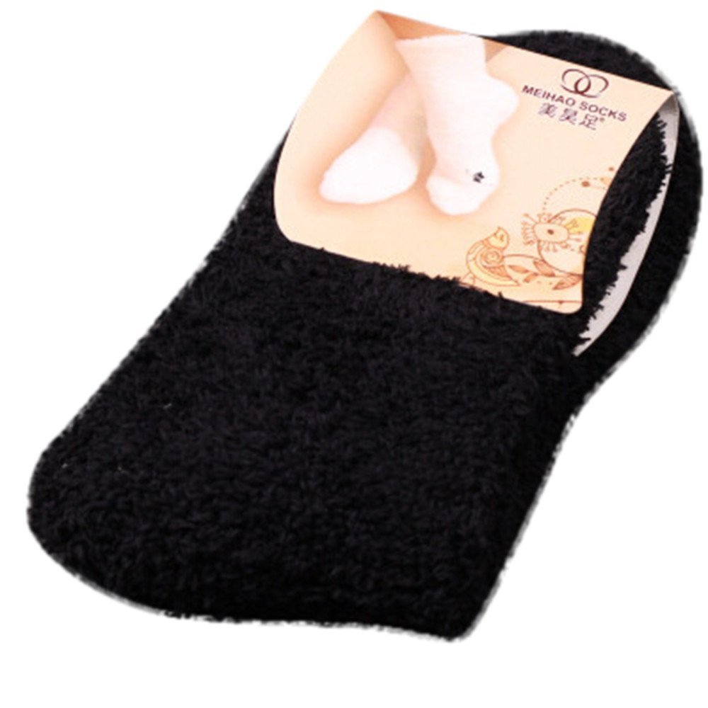 BCDshop_Socks Womens Girls Soft Sleeping Slipper Socks Cozy Fluffy Fuzzy Socks Warm Winter Thermal Crew Sock Christmas Socks(Black)