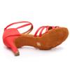 SWDZM Women's Latin Dance Shoes Satin Ballroom Salsa Performence Practice Dance Shoes,Heel-7CM,EM213 Red 8 US view 4